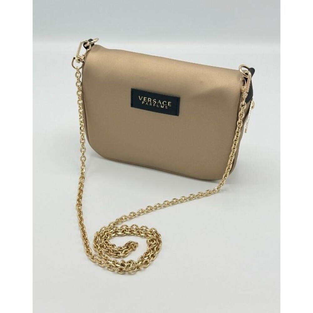 Versace Parfums Champagne Gold Chain Crossbody Bag